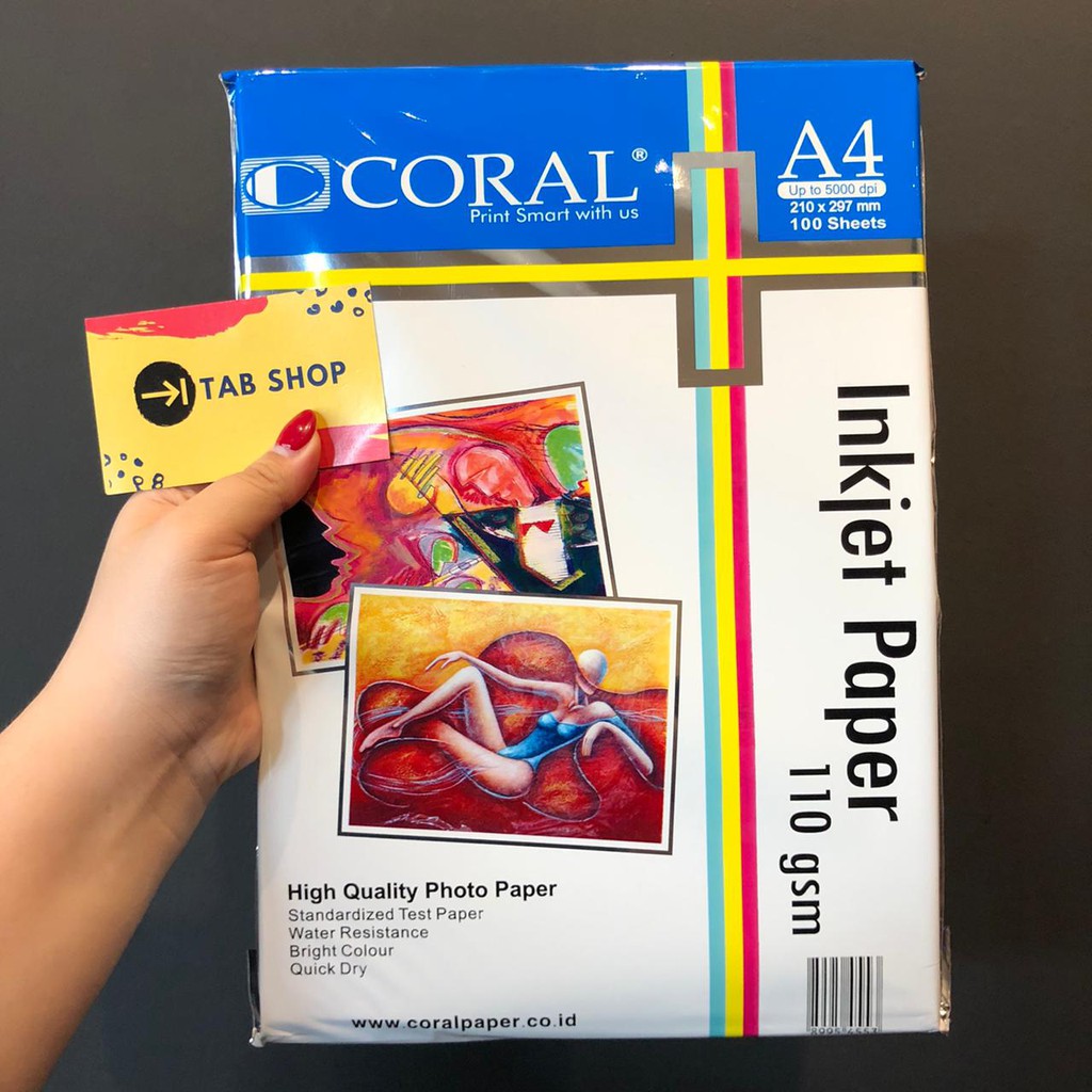 

TAB SHOP - CORAL INKJET PAPER 110 GSM 100 SHEETS A4 - CORAL KERTAS INKJET 110 GSM 100 SHEETS A4