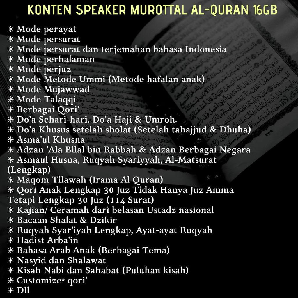 Speaker murottal Al quran RHIMOA V600 free 16 GB Speaker alqur'an 30 juz lengkap dengan terjemahan