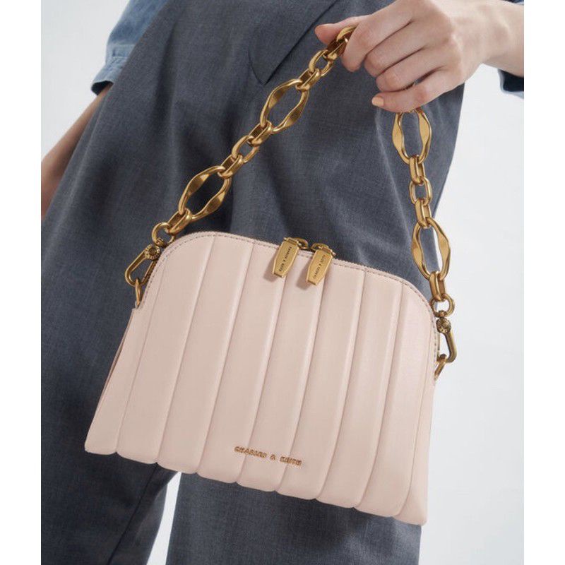 CK CHAIN HANDLE PANELLED CROSSBODY BAG