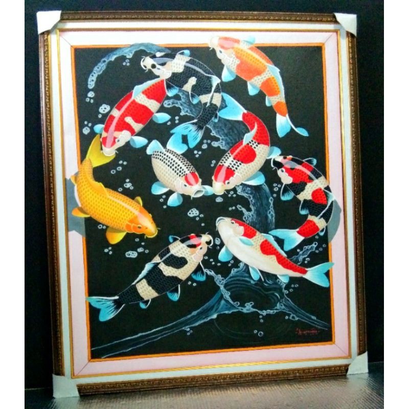 lukisan ikan koi 3D 4
