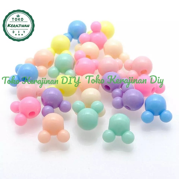 [ 25 pcs ] Manik Manik Mote Pastel Mickey Mouse Bulat