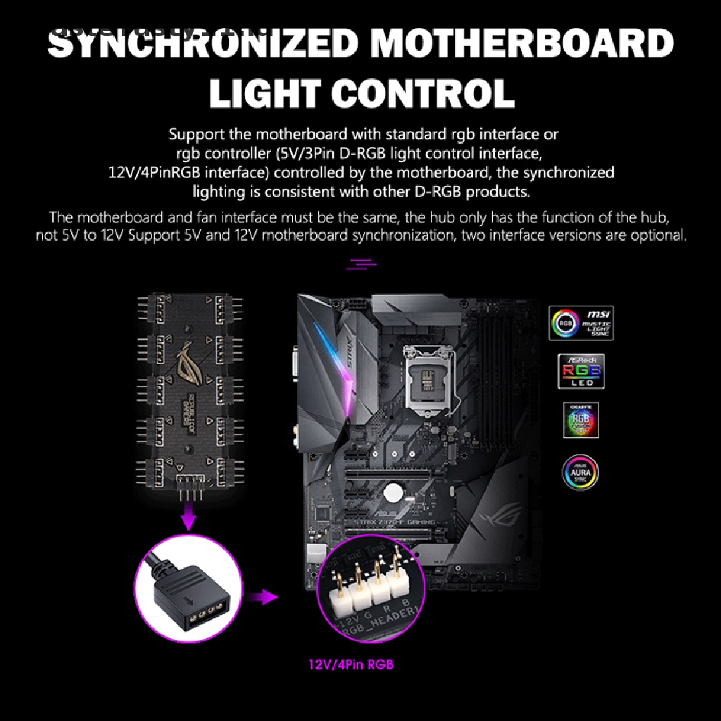 (TasteTasty) Motherboard Hub 1 / 10 Distributor Sync RGB Untuk Kipas Angin