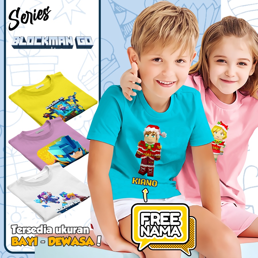 Baju Kaos ANAK DAN DEWASA BLOKMAN GO COUPLE (FREE NAMA)