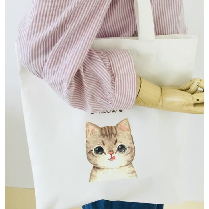 Murah TC42 Korea Miau Tote Bag / Tas Wanita / Tas Motif Kucing Keren