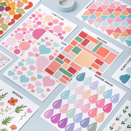 

KIANDAA SS0032 1 Lembar Sticker Kiss Cut Dotted Stiker Bentuk Hati Bunga Warna-Warni Untuk Sekolah KIANDAA