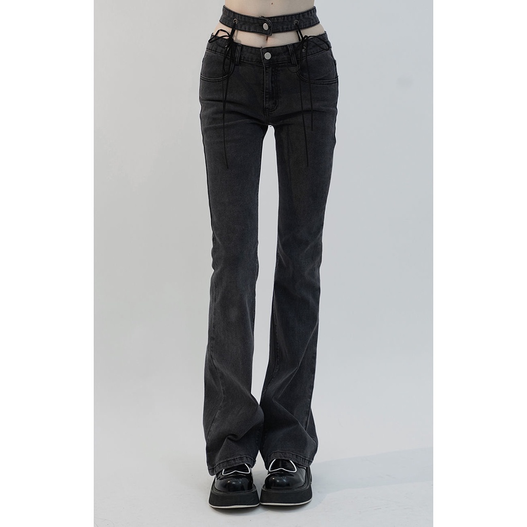 celana jeans high waist wanita high waist jeans wanita wide leg micro flared pants【Dikirim dalam wak