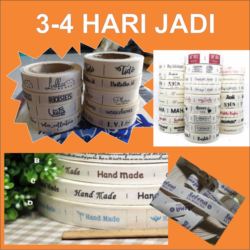 

LABEL KATUN | LABEL BAJU | anti luntur | pengganti woven damask Custom Desain