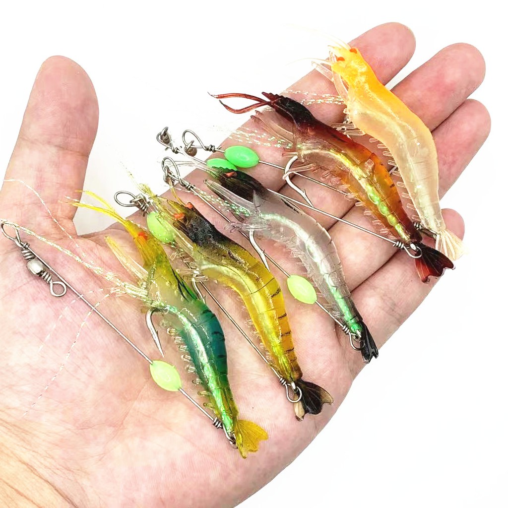 Shengyao 1Pcs Luminous Shrimp Bercahaya Udang Umpan Pancing 9cm/7g Fishing Lure Ikan Bass Wobbler Silikon Lembut Buatan Umpan Memancing Swimbait Tackle