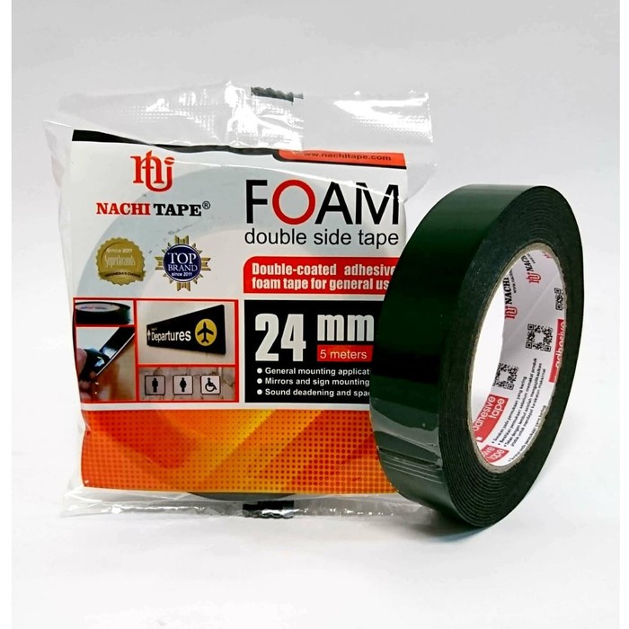 DOUBLE FOAM NACHI DOUBLE TAPE / DOBEL FOAM / ISOLASI BOLAK BALIK SPONS NACHI 24MM / Isolasi Double Tape Foam Nachi 24mm x 5m