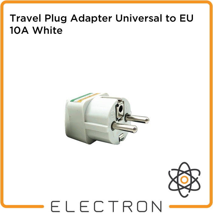 Travel Plug Adapter Universal to EU 10A White Power Socket Arde Ground