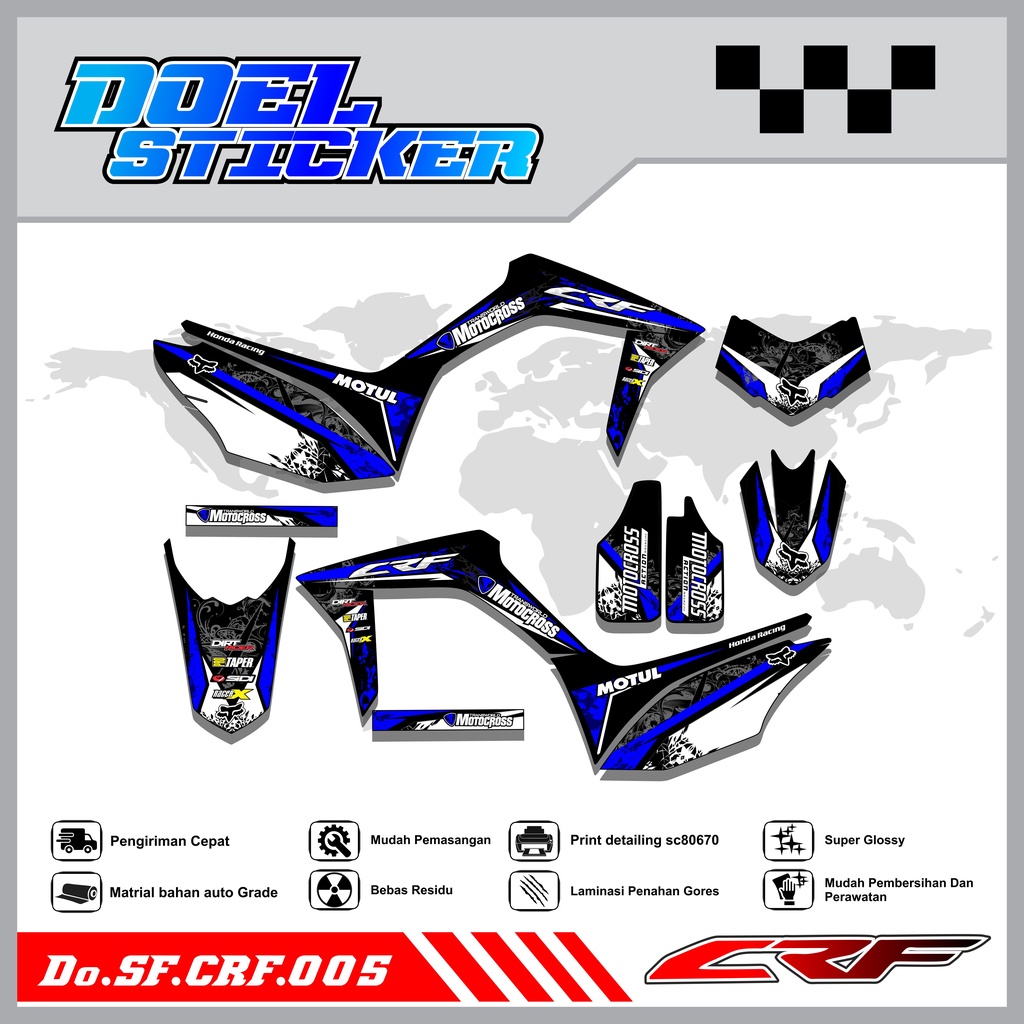 Sticker Striping Semifull CRF 150L List Variasi Hologram Pelangi,Crome Doel 005