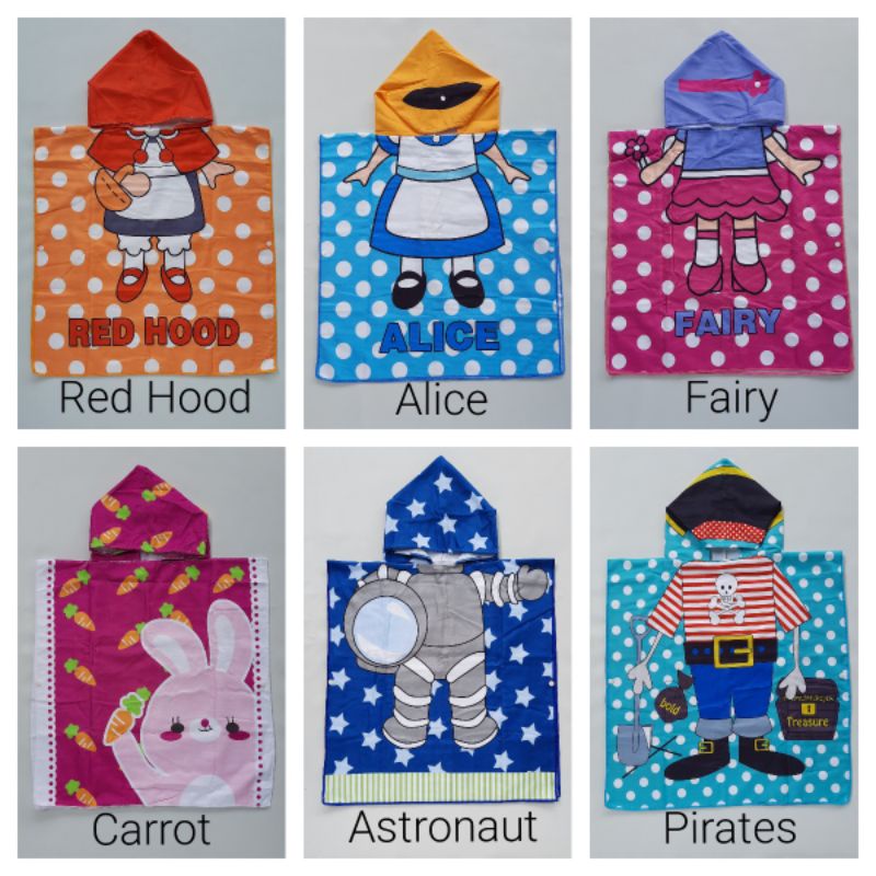 Handuk Renang Anak Hoodie Poncho Jubah Topi Ponco Kado Anak Berenang Sekolah TK SD 2 3 4 5 6 7 Tahun kids Towel