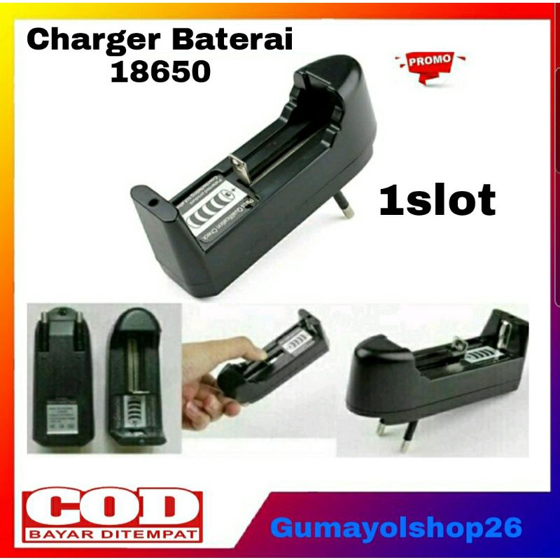 Charger Baterai 18650 Universal 1slot // Cas Baterai Batrei Senter Swatt 1slot