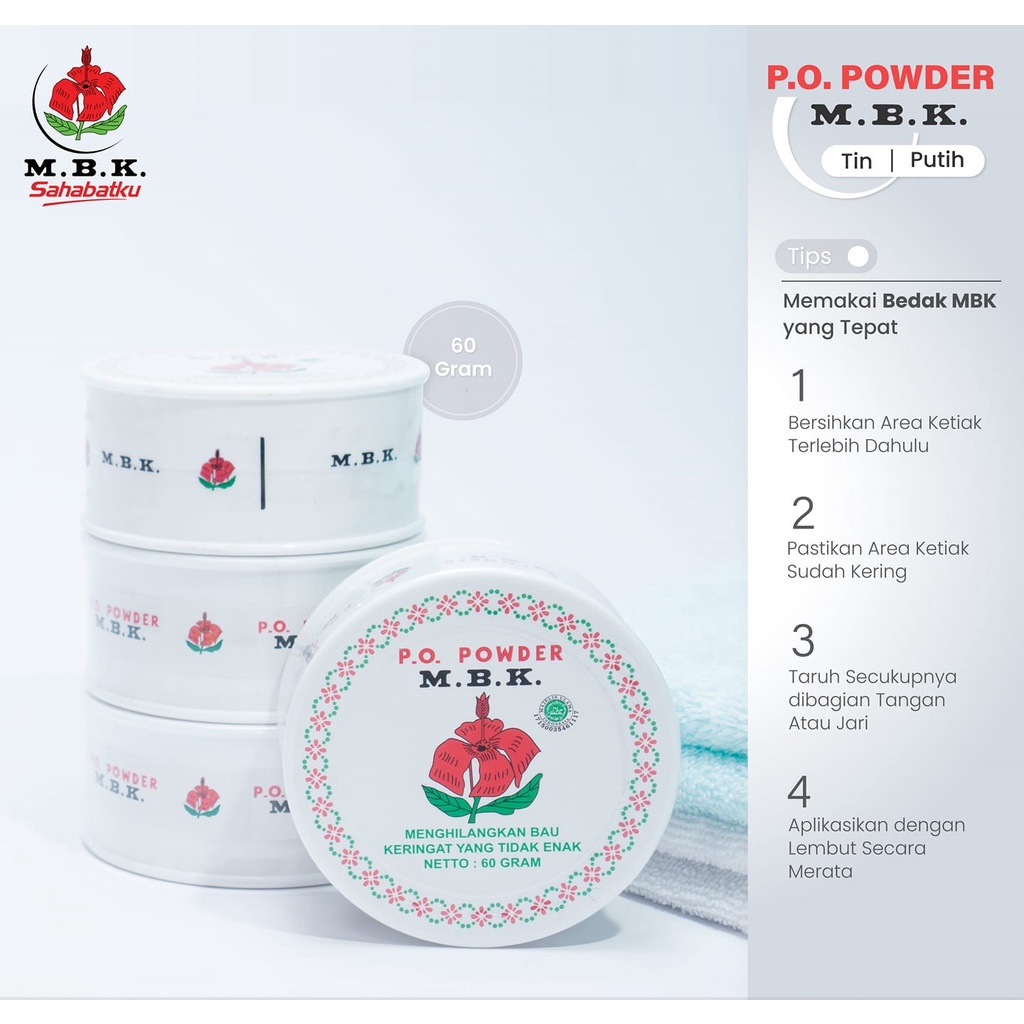 MBK P.O. Powder Bedak Ketiak Kemasan Putih Sachet 13.6gr