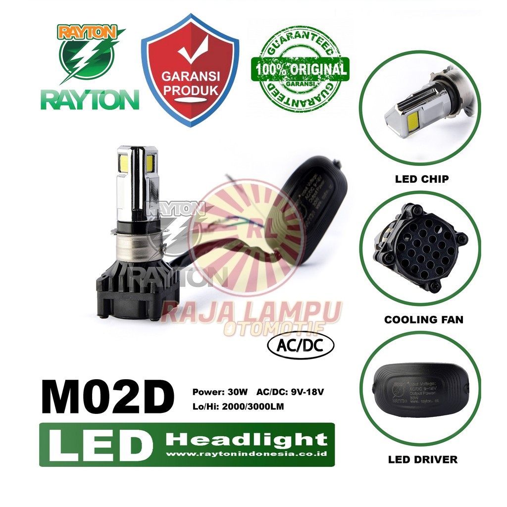 Lampu Depan RTD M02D 35w 3 SISI 3 mata LED RAYTON HEAD