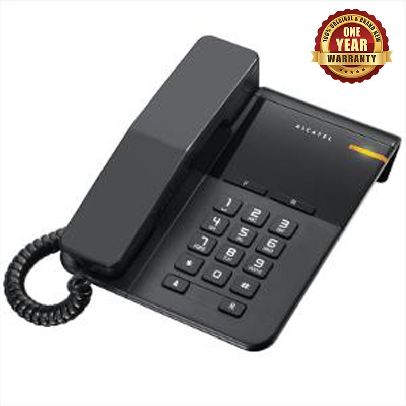 Alcatel T22 Telepon Rumah Single Line Analog Telepon Murah Dengan LED Indikator - BLACK