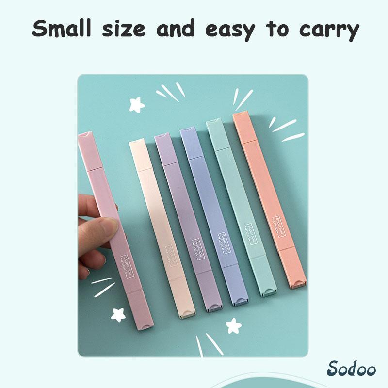 

D3W! Morandi 6 Pcs/set Berwarna Neon Pena Kepala Ganda Pena Stabilo Seni Spidol Siswa Spidol Anak