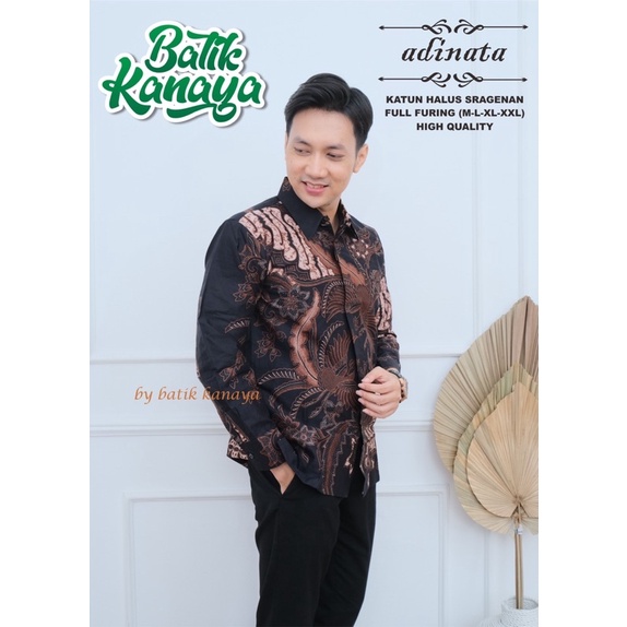 ADINATA Kemeja Batik Pria full furing bahan katun halus sragenan