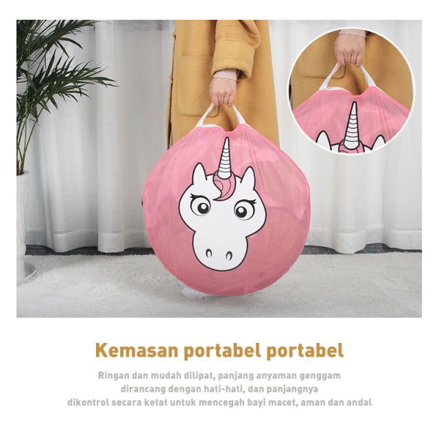 tenda anak model unicorn TENDA ANAK MODEL HEWAN BONUS TAS TENDA CAMPING ANAK LIPAT - UNICORN PINK [PADMA]