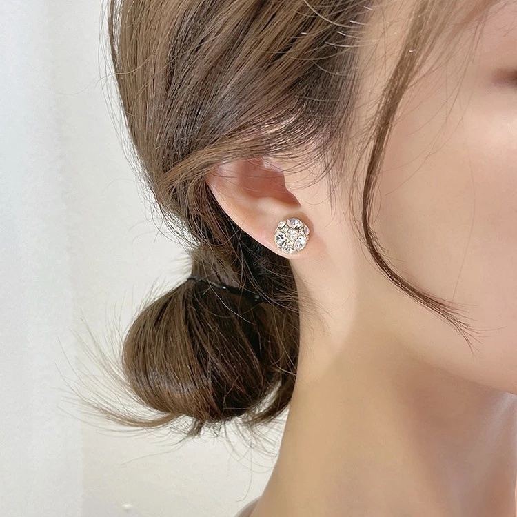 Anting Stud Kristal Elegan Gaya Korea Untuk Wanita