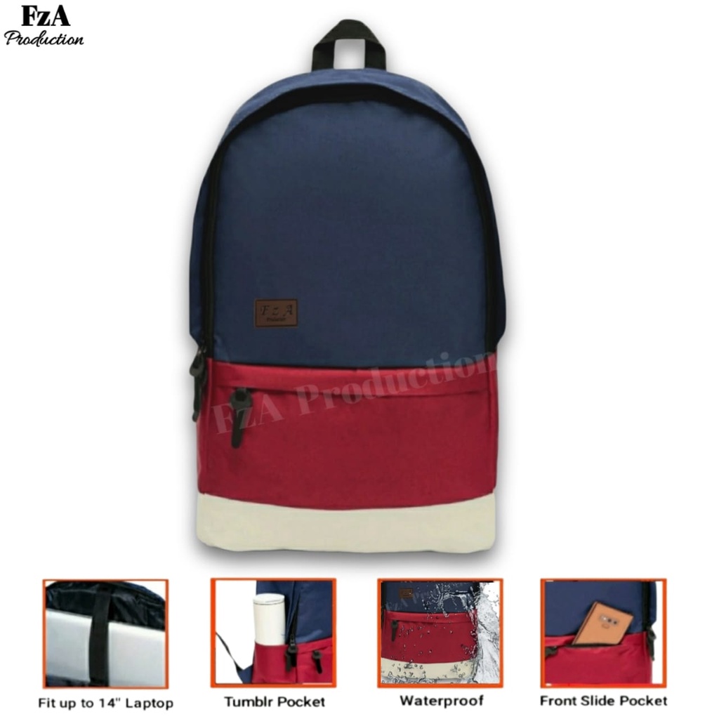 Tas Ransel Punggung Distro Casual Pria Wanita / Tas Ransel Laptop Original FzA FREE Waist Bag