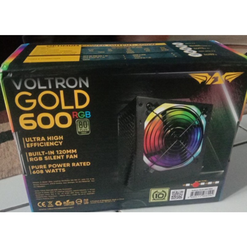 Power Supply Voltron Gold 600 RGB 80+ Gold [ 12mm RGB Powerful Fan ]