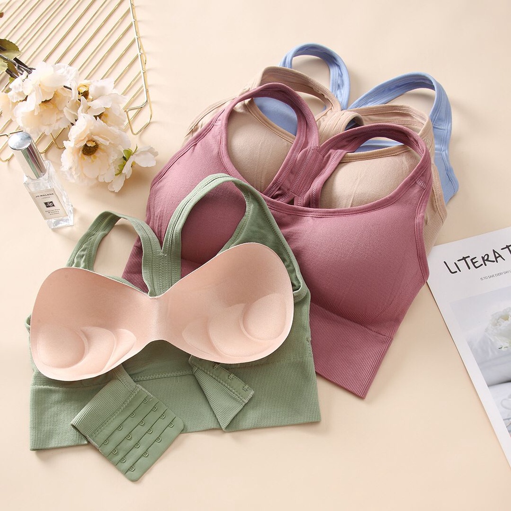Blackpink Bra Olahraga Wanita Pakaian Dalam Bra Push Up Berongga Sejuk 1124