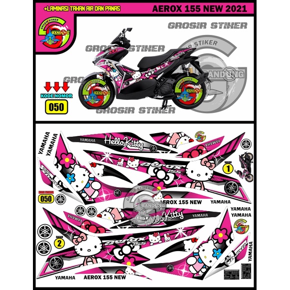STRIPING VARIASI STIKER MOTOR YAMAHA AEROX 155 NEW 2021 HELLOKITTY