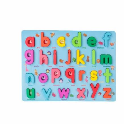 Puzzle kayu anak abc 123 - Chunky Puzzle Pastel - Wooden Puzzle 3D