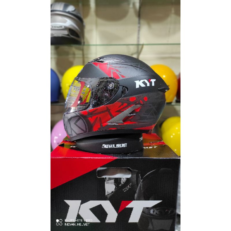 KYT FALCON 2 SPIKE GUNMETAL DOFT/RED FLUO