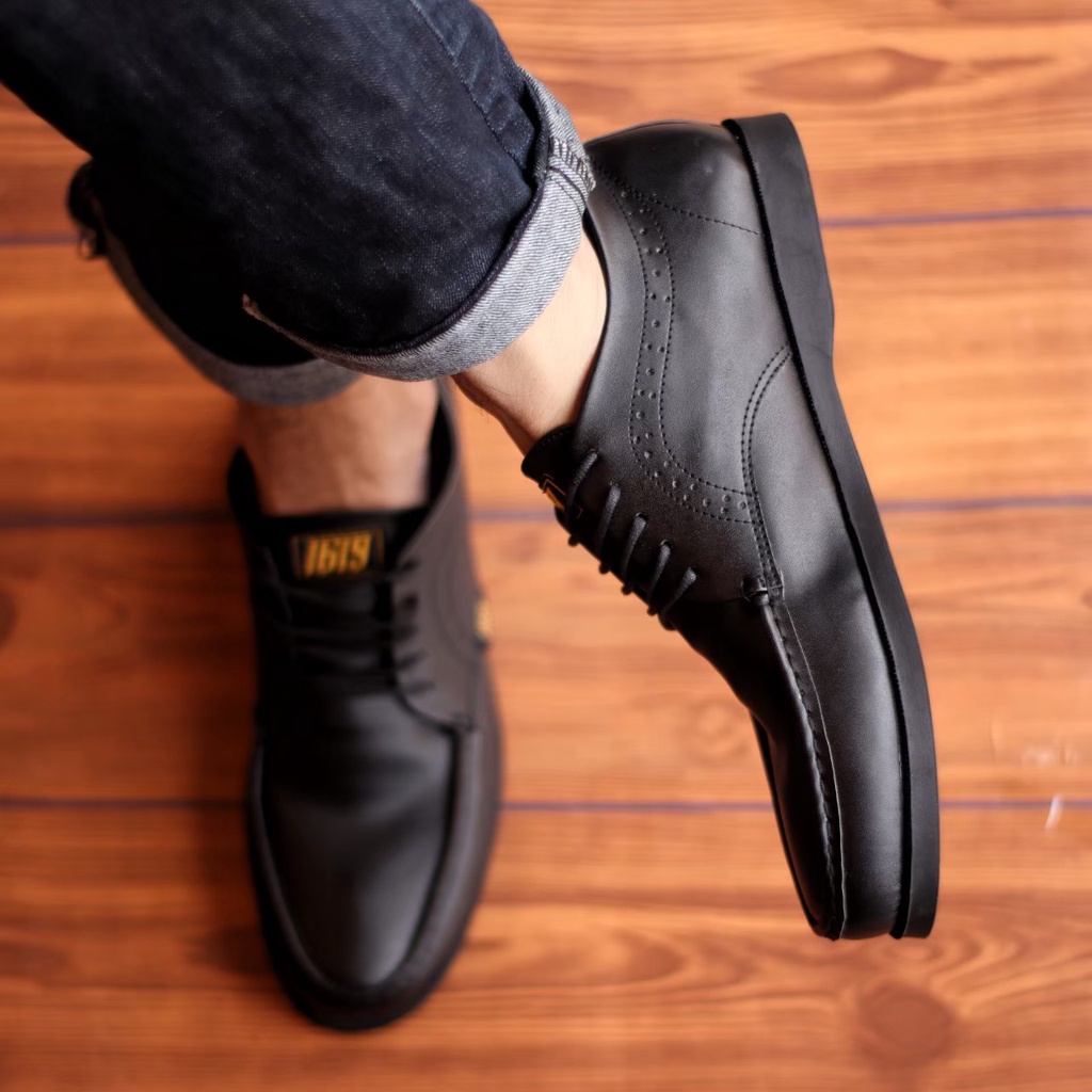 HDS X VOSLY Monza Sepatu Formal Pantofel Pria Hitam Tali Kerja Kantor Kuliah Fashion Original 1619