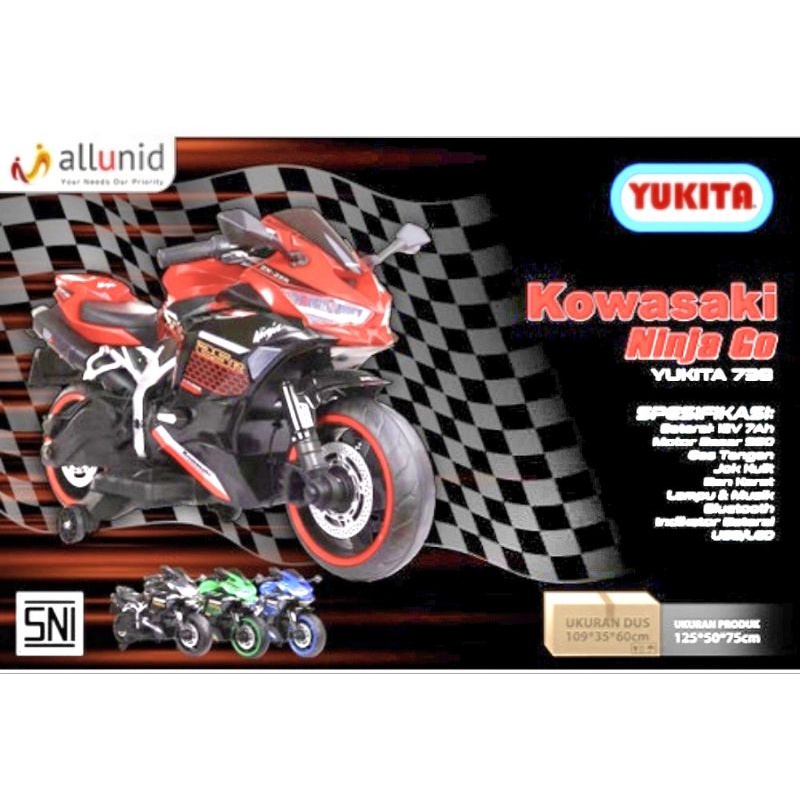 MAINAN ANAK MOTOR AKI KYZ  024 NINJA GO GAS TANGAN BAN KARET