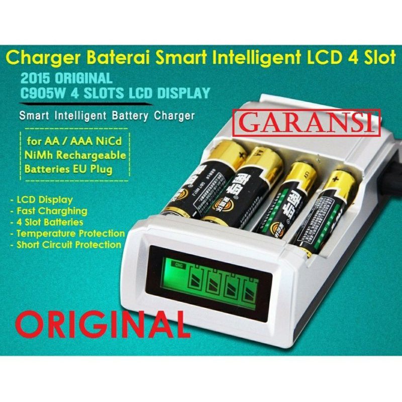 Charger Baterai Smart Intelligent LCD 4 Slot - baterai charger