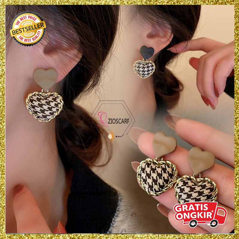 Anting Titanium Korea Perempuan Dewasa Bentuk Love Belang Fashion style Wanita Aksesoris import ANT73