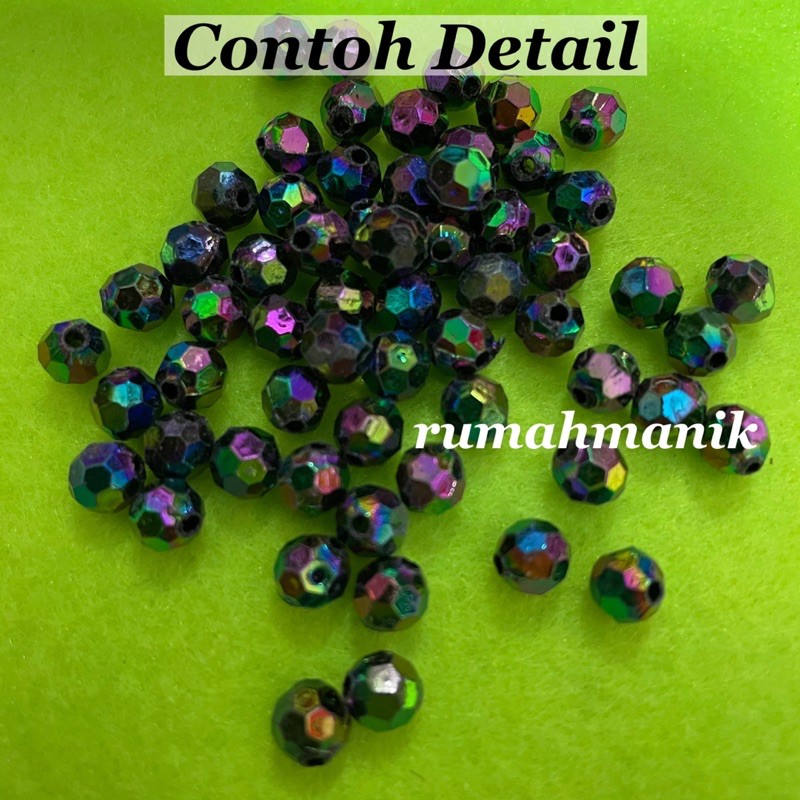 6mm MUTE MONTE MOTE MANIK BEAD SEGI PELANGI 6mm (30gram)