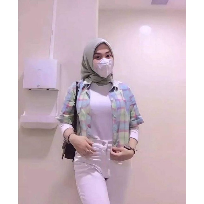 crop top tartan / crop top flanel / kemeja crop / kemeja wanita