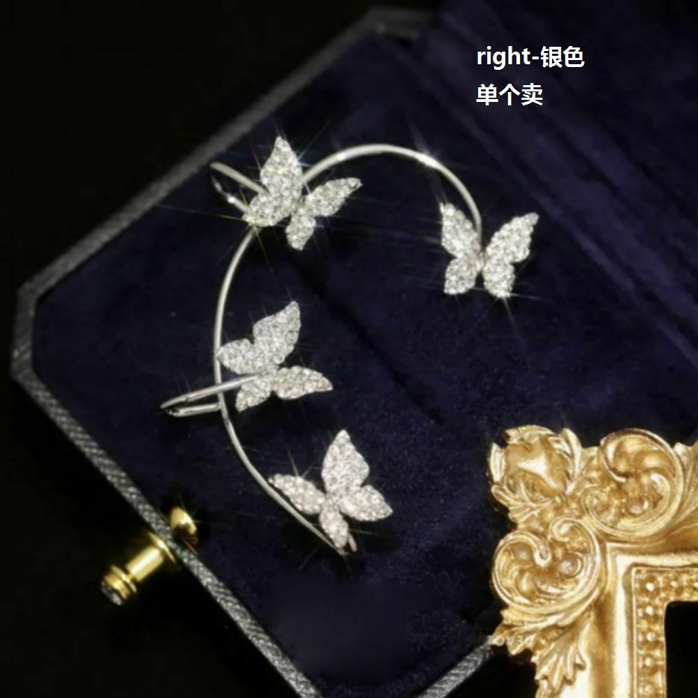 【COD Tangding】1PC Sparkling Zircon Butterfly Earclip Ear Wrap Dangle Ear Cuff NonPiercing Fashion Accessories Jewelry