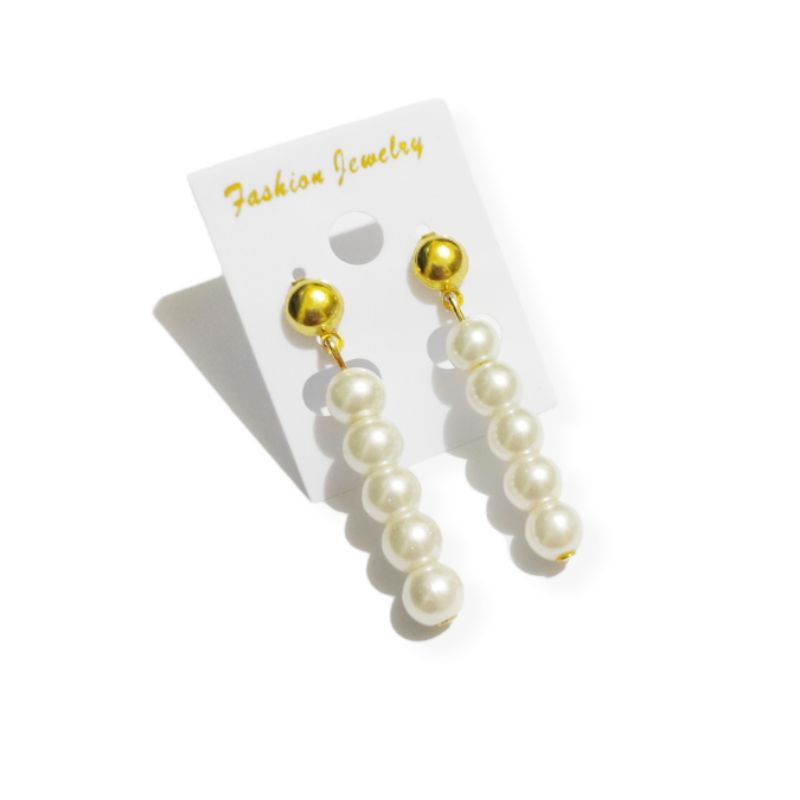 Amber Pearl Stud Earrings Anting Tusuk Mutiara Korea Pearls