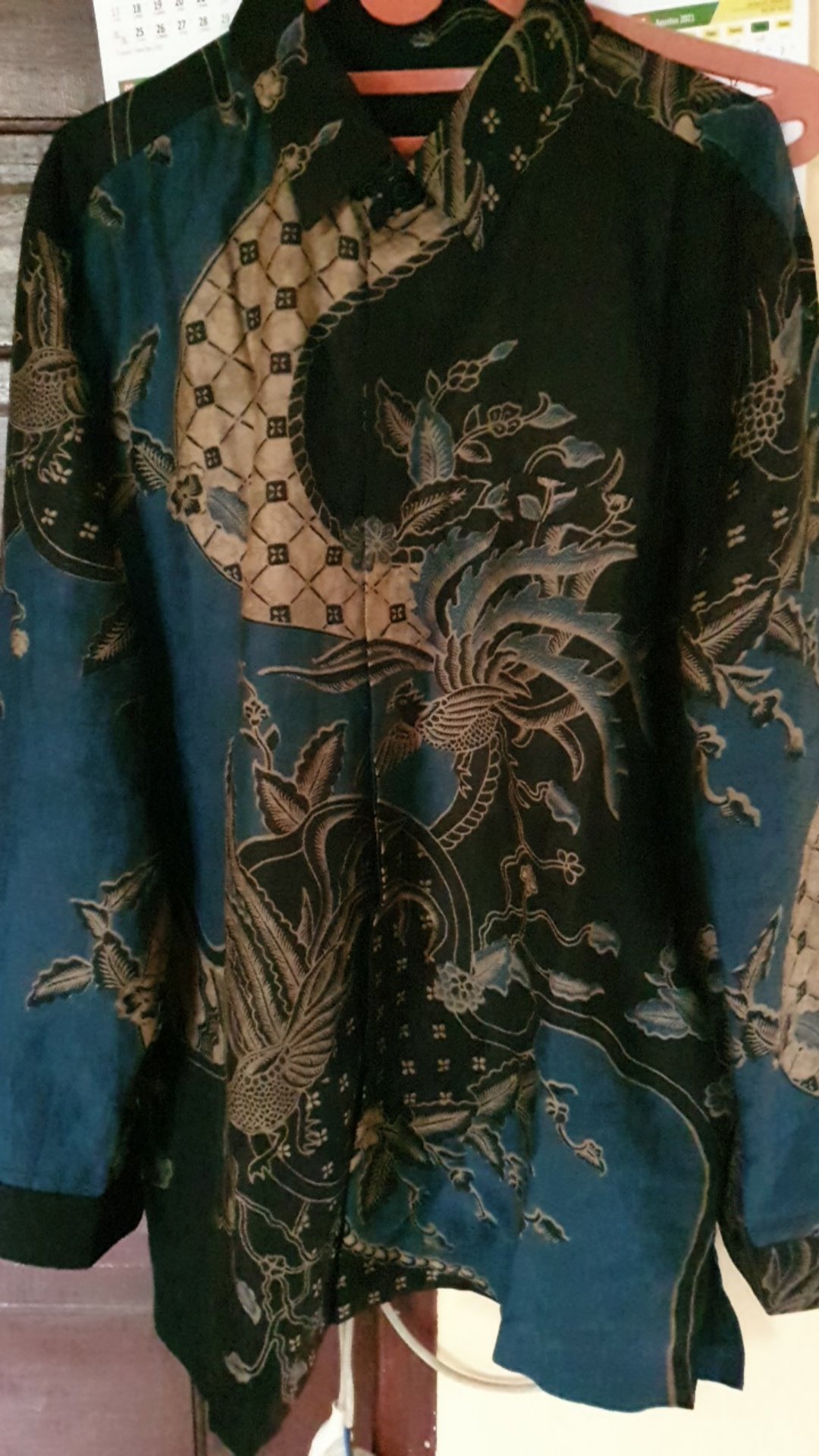 Kemeja Batik Pria Dobby Laseman Lengan Panjang  Premium Motif Pesik Kawung