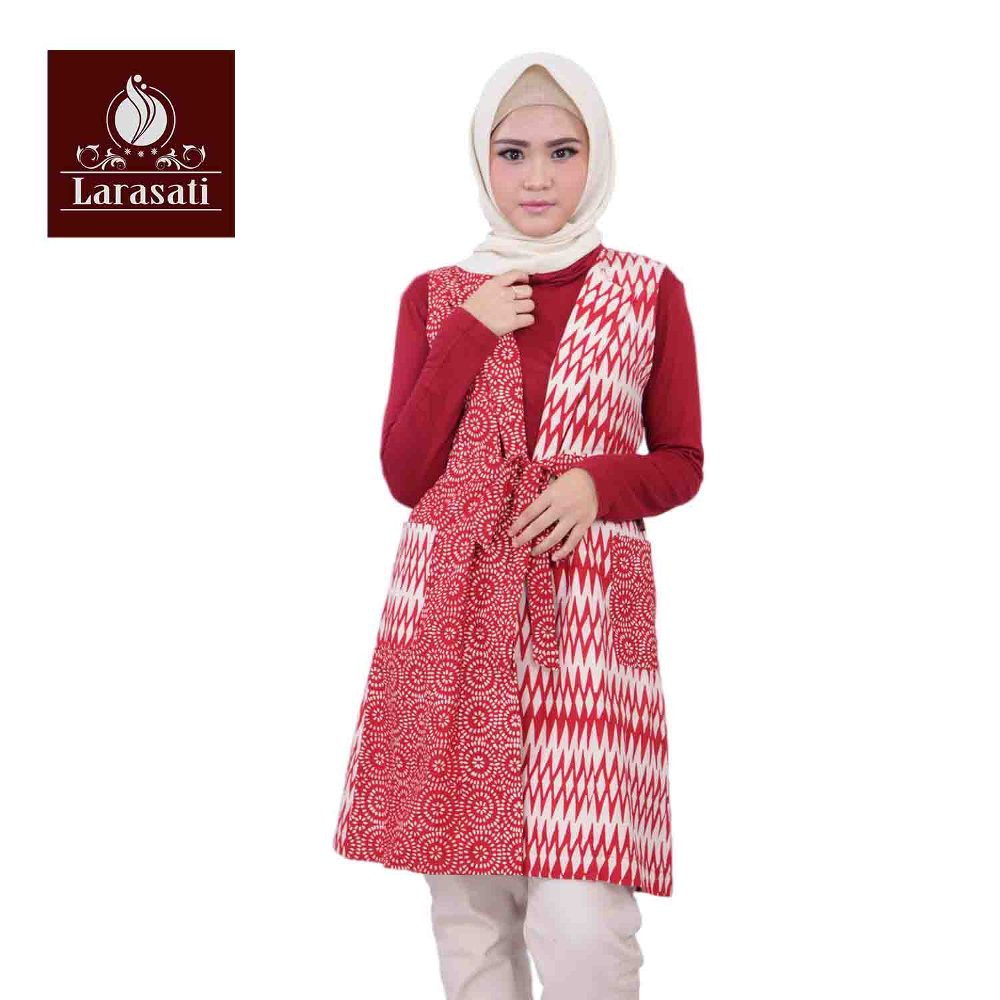 DISKON Outter Batik Tunik Atasan Larasati Arimbi 10 Merah Dongker