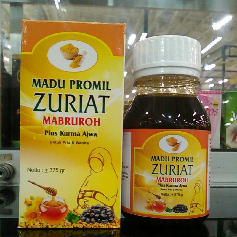 

MADU PROMIL BUAH ZURIAT MABRUROH PLUS KURMA AJWA 375 GR