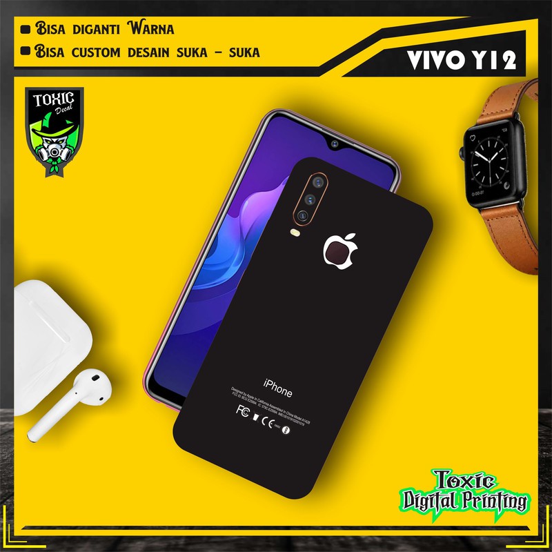 GARSKIN SKIN HP VIVO Y12 IPHONE HITAM
