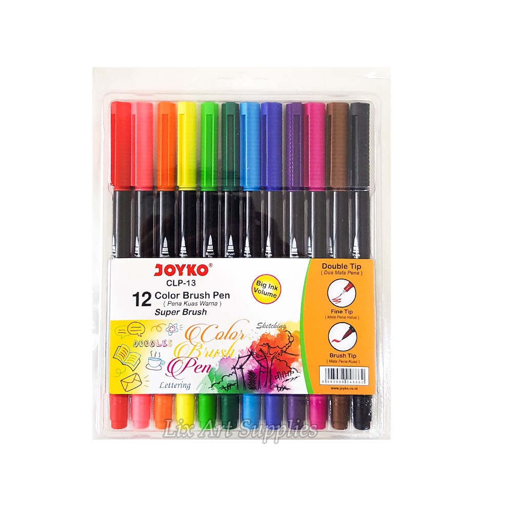 

Brush Pen 12 Color (2 in 1) Clp-13 Clp13 Super Brush Pen Joyko