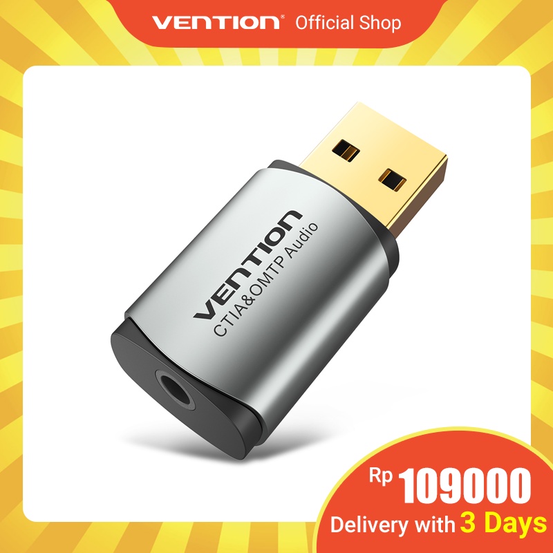 Vention Sound Card Eksternal Usb 2.0 2in1 Untuk Komputer / Speaker / Game Box