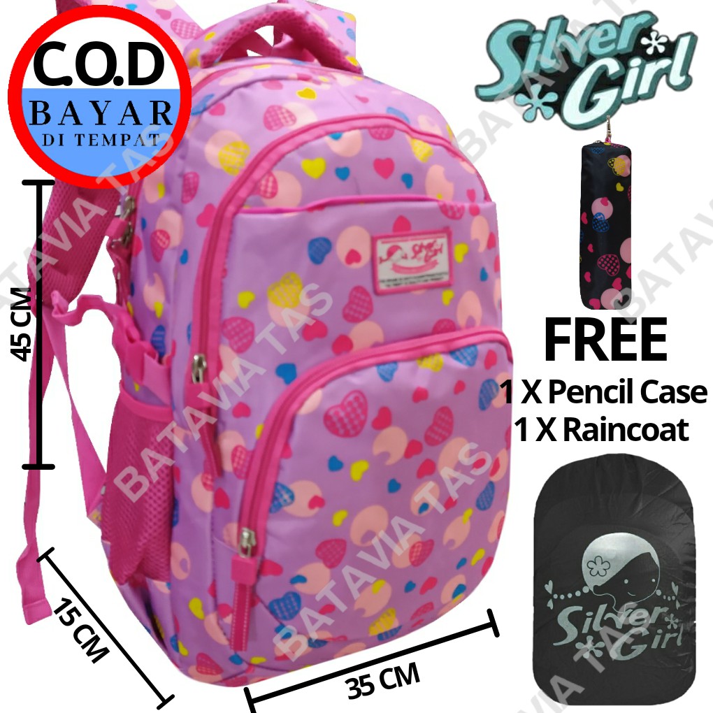 Tas Ransel Anak Sekolah Perempuan ALTO ORIGINAL SILVER GIRL Love Purple