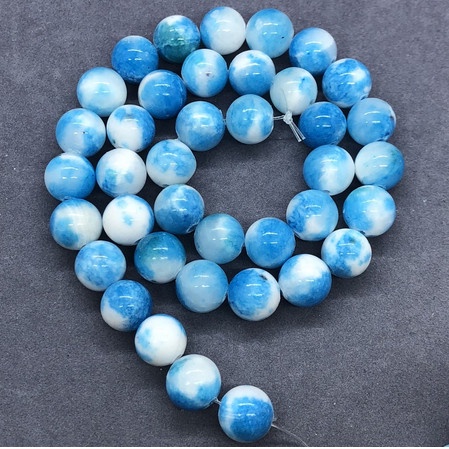 Bead Stone - Blue White Calsedon Jasper (10pcs)