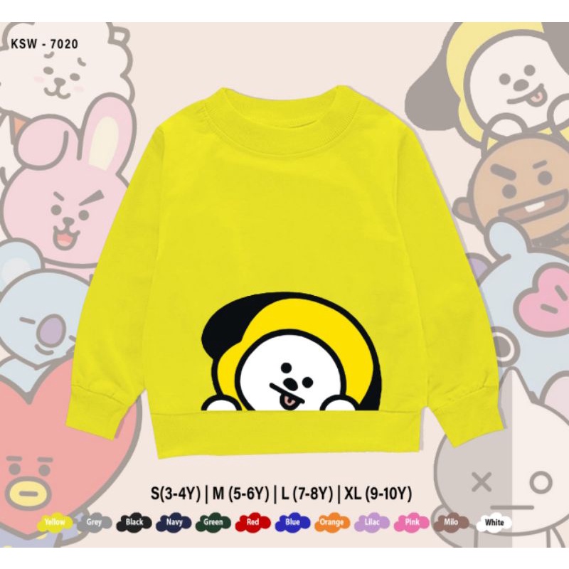 SWEATER ANAK BT21 TATA/RJ/MANG/KOYA/COOKY/SHOOKY/CHIMMY/VAN