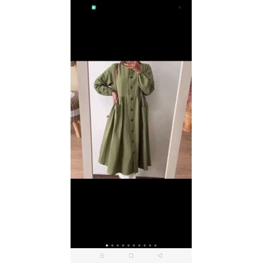 MIDI dress katun linen rami olive