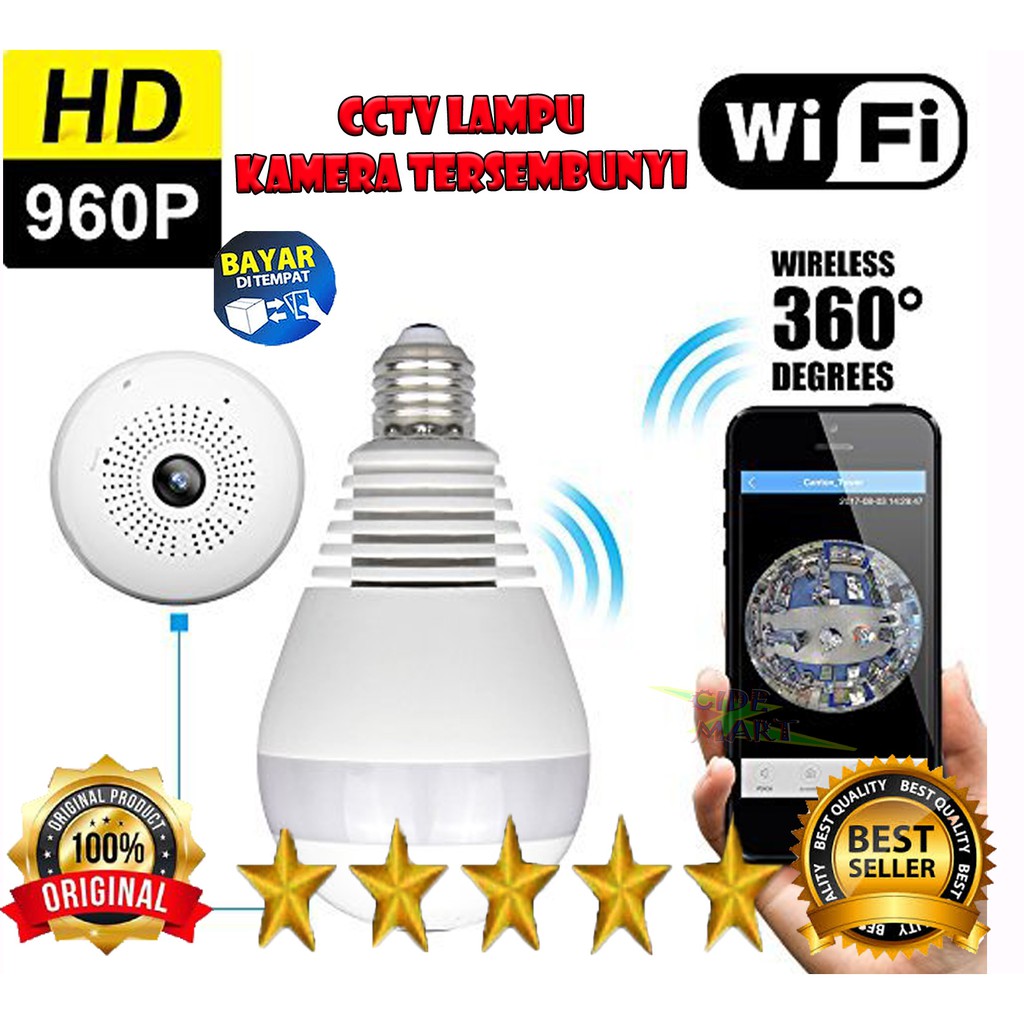 [ORIGINAL] CCTV LAMPU / IP CAMERA BOHLAM CCTV LAMPU 720P V380 ORIGINAL / KAMERA CCTV WIRELESS
