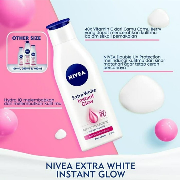 Hand and Body NIVEA Body Lotion Extra White 100-200-400-Repair Protect Instant Glow Night Nourish Sun (Victoria)